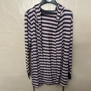 Anybody Small Lavender Charcoal Striped Knit Hoodie Cardigan